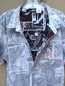Star Wars 2XL Reverse Print Dark Vader Boba Fett Dark Side Button Shirt - Picture 1 of 3