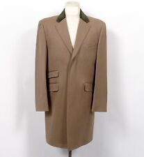 Crombie Tan Chesterfield Wool Top Coat With Green Velvet Collar  NWOT List Price