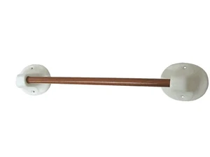 (34883) TOALLERO PARED PORCELANA CON BARRA MADERA MARRON - Imagen 1 de 3