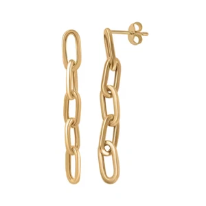 9ct Yellow Gold Paper Clip Earrings - Picture 1 of 5
