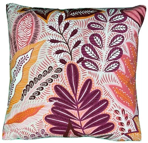 Skandi Cushion Cover Printed Nordic Style Plants Tree Leaves Orange Pink 16-22” - Picture 1 of 3