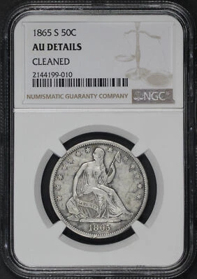 1865-S Seated Liberty Half Dollar NGC AU Details Cleaned - Image 1 of 2