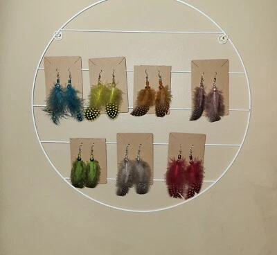 Pendientes de plumas reales hechos a mano - ganchos sin níquel-cuentas de cristal Foto 1 de 4