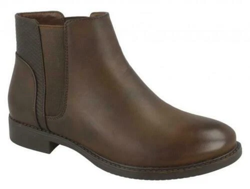 Mujer Marrón Spot On Tirar En Planos Casual Botines: F5R1023 - Imagen 1 de 1