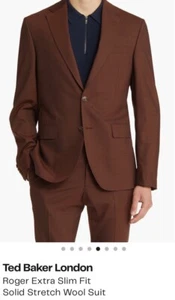TED BAKER LONDON “ROGER   CT" Rust  Extra Slim Fit Suit Size 42R  MSRP  $1098 - Picture 1 of 22