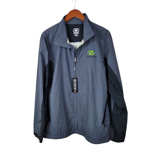 VETEMENTS Giacca uomo OGIO soft shell grigia taglia grande logo ricamato full zip unificata