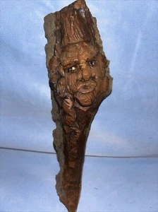 Wood Art Face Sculpture-Hand Carved-Signed & Handmade Wood Spirit 10” - Picture 1 of 6