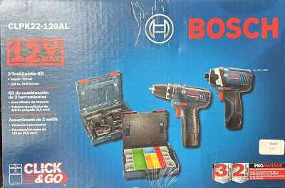 Kit combinado de taladro y atornillador de impacto Bosch 12V con 2 baterías/cargador NUEVO CLPK22-120AL Foto 1 de 4