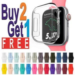 Silicone Wrist Band Strap For Apple Watch 1/2/3/4/5/6/SE/7 Sports 44/42/40/38mm - Picture 1 of 32