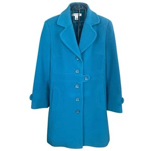 Preston and York 100% Wool Size 12P Teal Button Down Lined Winter Coat Jacket - Picture 1 of 11