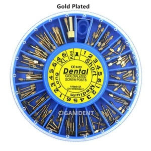 1Box Dental Gold Plated Conical Screw Post Root Canal Pins Key Core Crown Repair - Picture 1 of 1