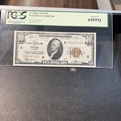 Fr. 1860-G 1929 Chicago Federal Reserve Bank Note FRBN PCGS 65 PPQ - Image 1 of 4