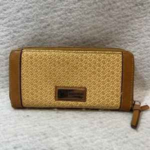 US Polo Assn ladies wallet zip around tan woven texture - Picture 1 of 12