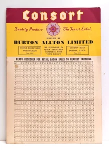 ORIGINAL CONSORT BACON PROMO SHOP DISPLAY CARD 1950's - Picture 1 of 2