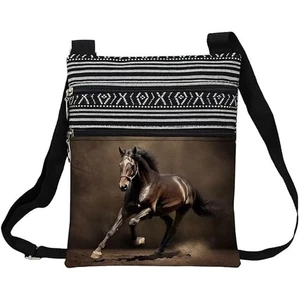 NEW Messenger Bag Purse Adjustable Strap Zipper Closure 9.25 x 7.48" Brown Horse - Picture 1 of 4
