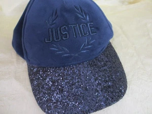 CAPPELLO DA BALLO JUSTICE 1 taglia junior alloro blu navy COSTUME cappello tesa scintillante velluto - Foto 1 di 4
