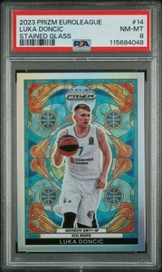 2023 Panini Prizm EuroLeague Luka Doncic Stained Glass Lakers #14 PSA 8 Mavs - Picture 1 of 2