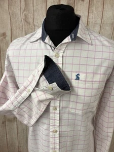 Joules Men's Medium Pink White Gingham Check Long Sleeve Shirt WEBLEY - Picture 1 of 24
