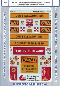 HO 1:87 Microscale 87-795 Farming Community Signs Grain Elev. Feed Decals 1960+ - Picture 1 of 1