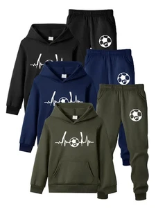 3pcs Sets Boy's Long Sleeve Hooded Sweatshirt Jogging Pants - Picture 1 of 1
