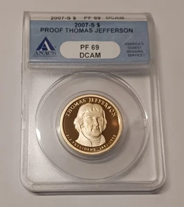 2007-S Proof-69 DCAM Thomas Jefferson Presidential Dollar/ANACS-Graded - Picture 1 of 2