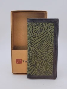 TWISTED X Rodeo Mens Western Wallet GENUINE LEATHER~Green Black~X Logo - Picture 1 of 8
