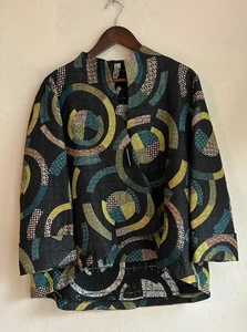 IC By Connie K Swing Jacke Mantel Patchwork Print Oversized Lagenlook Artsy XL - Bild 1 von 8