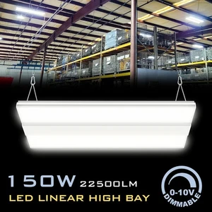 LED Linear High Bay Light 150W 22500LM Dimmable Hanging Shop Lighting Fixtures - Picture 1 of 14