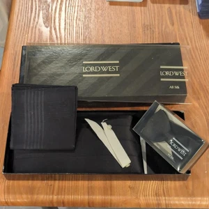 Lord West Cummerbund Bow Tie Set Mens One Size Black All Silk Tuxedo Formal - Picture 1 of 4