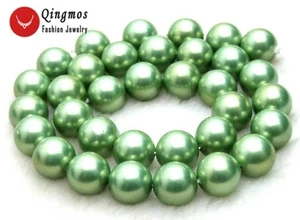 12mm Round Green Shell Pearl Beads for Jewelry Making DIY Necklace Stands 15" - Picture 1 of 2
