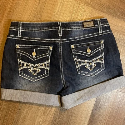 Earl Jean Womens Shorts Dark Wash Denim Blue Size 6 Studded Pockets Y2K 90s VTG - Image 1 of 4