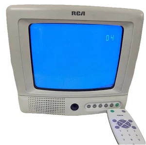 RCA CRT TV 9" Inch Model E09344 Tested Working w/ Remote White VTG - Gaming TV - Picture 1 of 4