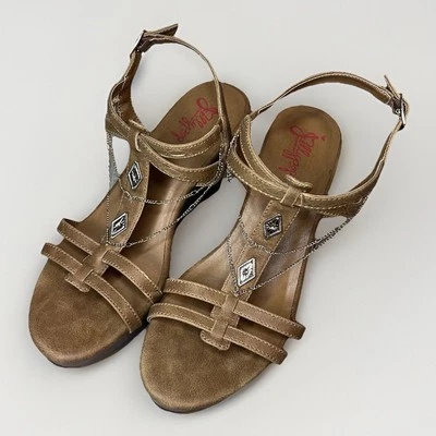 Sandalia de cuña Jellypop Raziel para mujer marrón con joyas talla 11 M Foto 1 de 4