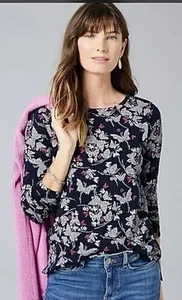 LN DAMEN LARGE XL (Brustumfang 48") PURE J. JILL PIMA SHIRT TOP T-SHIRT SCHMETTERLING GEBLÜMT - Bild 1 von 4