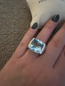 PIANEGONDA RING HUGE BLUE TOPAZ RARE RING SIZE 7.5 -8 - Picture 1 of 8