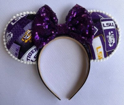 HANDMADE Mouse Ears/College/LSU/Louisiana State University/Fighting Tigers/plate - Image 1 of 3