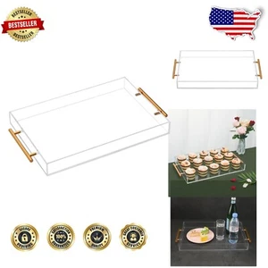 Spill-Proof Acrylic Tray with Metal Handles - 12x18 Inch for Serving and Storing - Picture 1 of 9