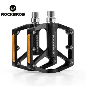 ROCKBROS Bike Flat Pedal 9/16" Road MTB Bike Aluminum Alloy Single Bearing Pedal - Picture 1 of 11