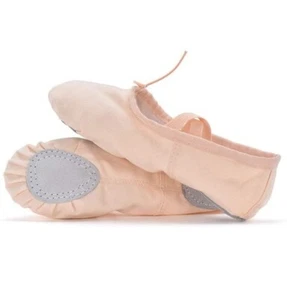 2 Pairs Pink Ballet Shoes Gymnastic Split Sole Thick Canvas Dance Women 7 1 - Picture 1 of 7