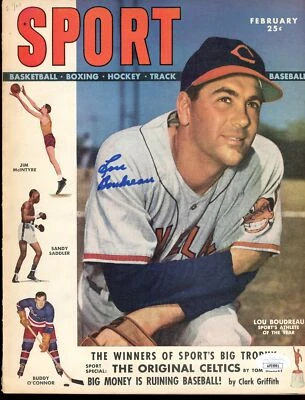 Lou Boudreau Indians 1949 Signed Autographed SPORT Magazine JSA Authentic - Image 1 of 2