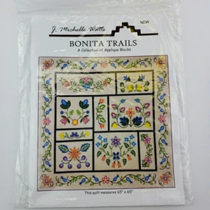 Bonita Trails Quilt Pattern 65x65" Floral Flowers Applique Blocks Quilting - Picture 1 of 6