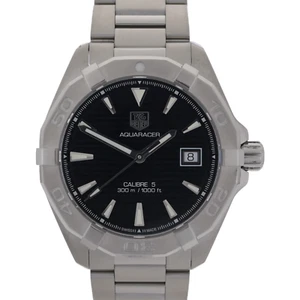 TAG Heuer Aquaracer Calibre 5 WAY2110 Black Dial 41mm Men's Watch + Case - Picture 1 of 14