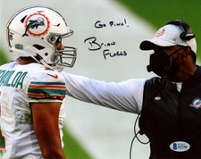 BRIAN FLORES SIGNED AUTOGRAPHED 8x10 PHOTO HEAD COACH MIAMI DOLPHINS BECKETT BAS