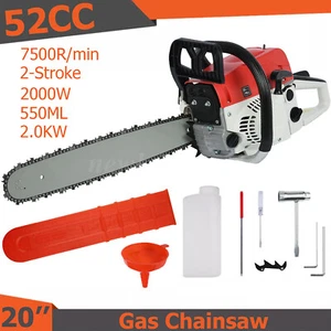 52CC 20" Gasoline Powered Chainsaw Wood Cutting Engine Gas Crankcase Chain Saw - Picture 1 of 18