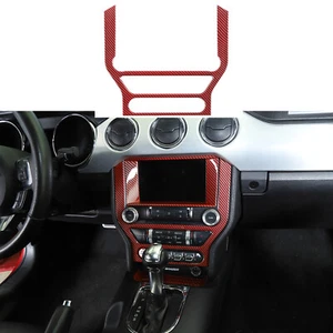 Cubierta de panel de navegación GPS para consola central de fibra de carbono roja para Ford Mustang - Imagen 1 de 4