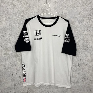 MCLAREN / HONDA Formula 1 Jenson Button F1 T-Shirt White Men's Size L - Picture 1 of 9