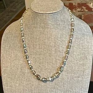 24" Faceted Barrel Rainbow Bead Descending Bead Round Clasp Necklace - Picture 1 of 3