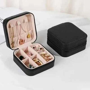 Portable Travel Jewelry Storage Box Case Organizer for Rings, Necklaces, etc - Picture 1 of 5