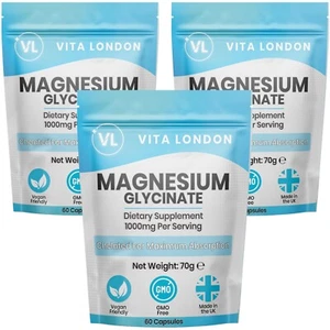Cápsulas de glicinato de magnesio 1000 mg (no comprimidos ni gomitas) fatiga sueño óseo - Imagen 1 de 11