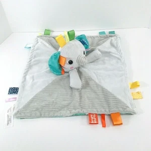 Bright Starts Taggies Gray Elephant Green Leaves Security Blanket Lovey Plush - Picture 1 of 4